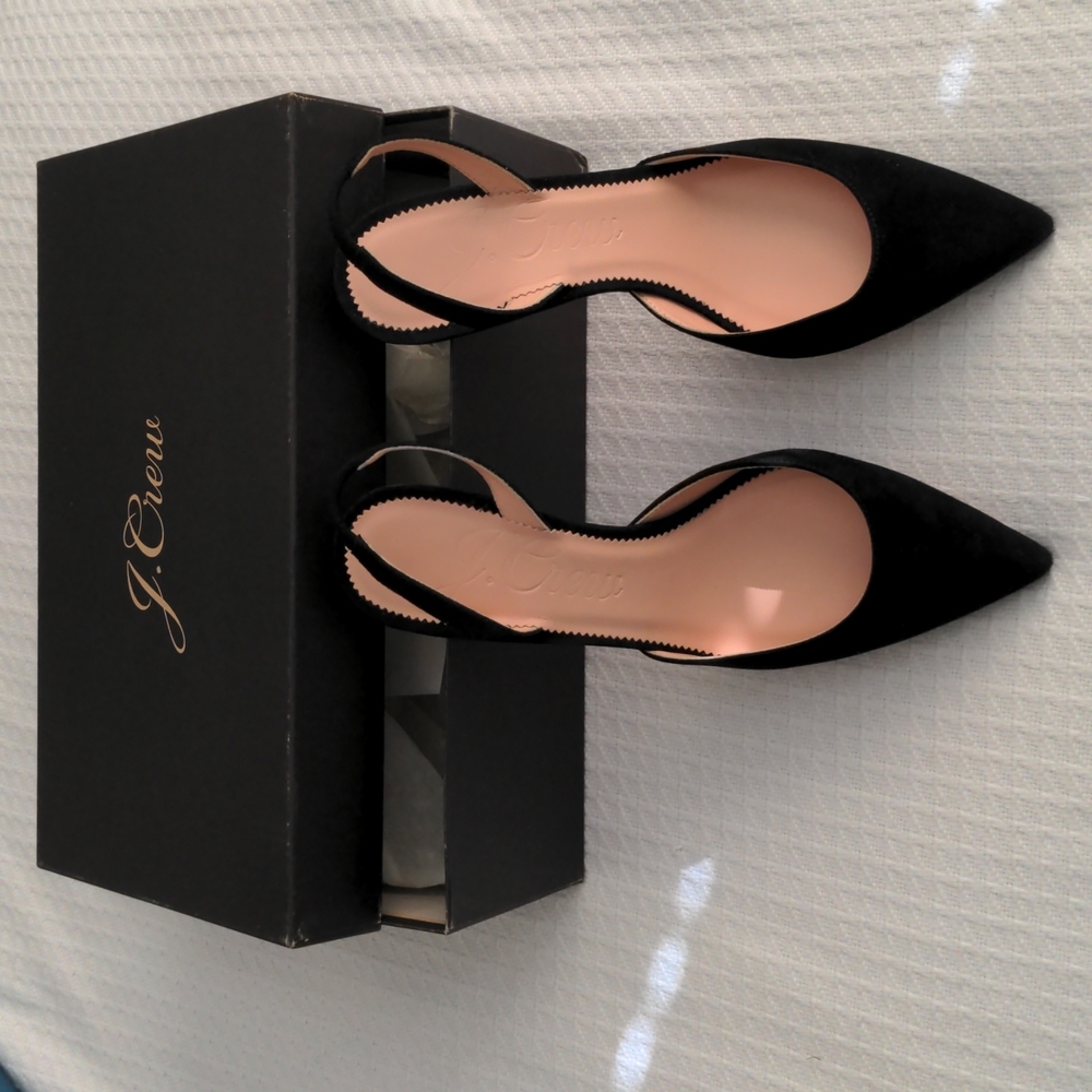 JCrew 6.5 Colette Pump black suede slingback brand new in box